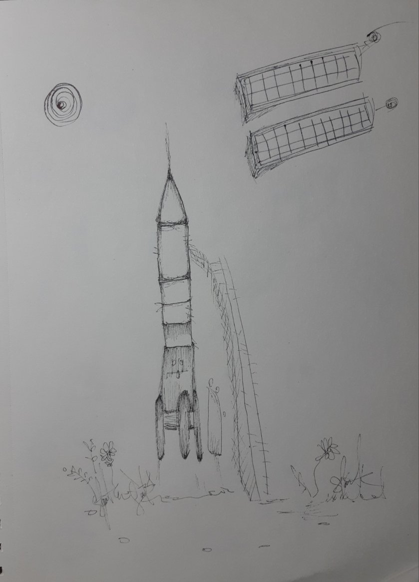 Tinta sobre papel por Artista Nairobi Prahl para Ucrania Fantástica: Ucrania en el Espacio